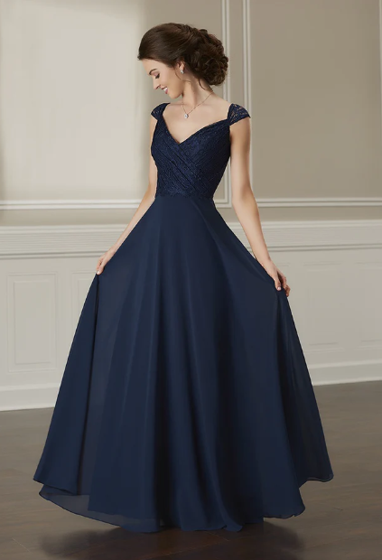 An image of an A-line mother of the bride dress