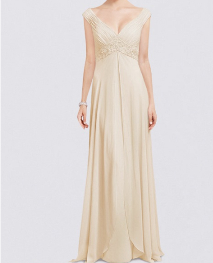 An image of an Empire Waist champagne mother-of-the-bride dress